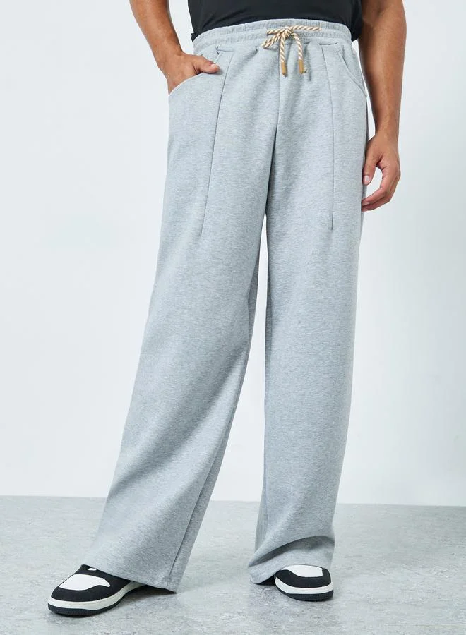 Styli  Men Wide Leg Joggers with Back Pocket Detail for Men | Best Price UAE